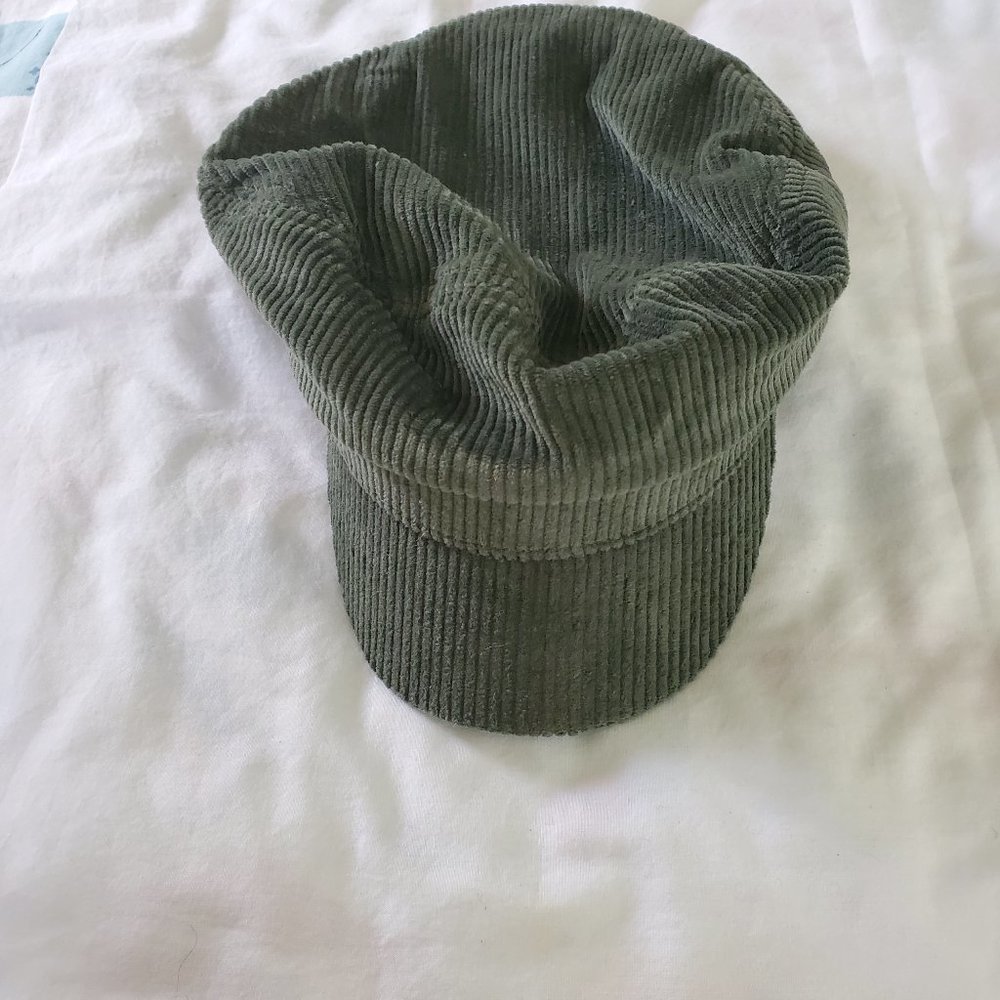 WYETH Newsboy Hooligan Olive Green Corduroy 100% Cotton Hat Cap Size 0/S